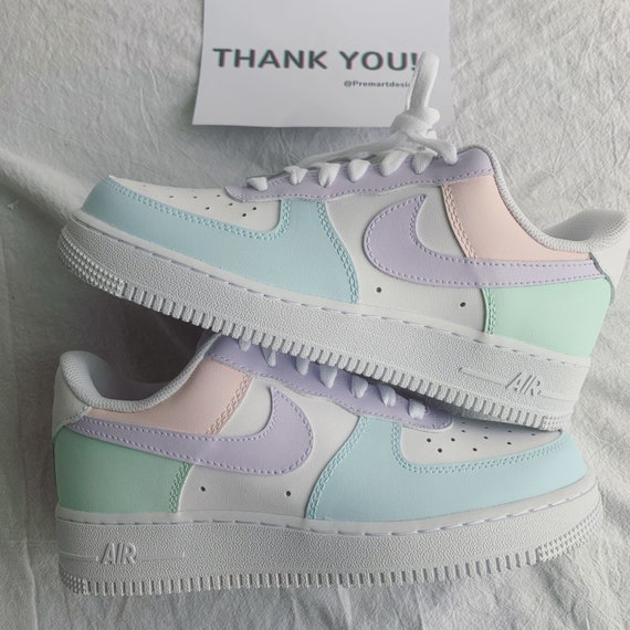 Pastel Green Custom Air Force 1 - Hand Painted AF1 - Custom Forces