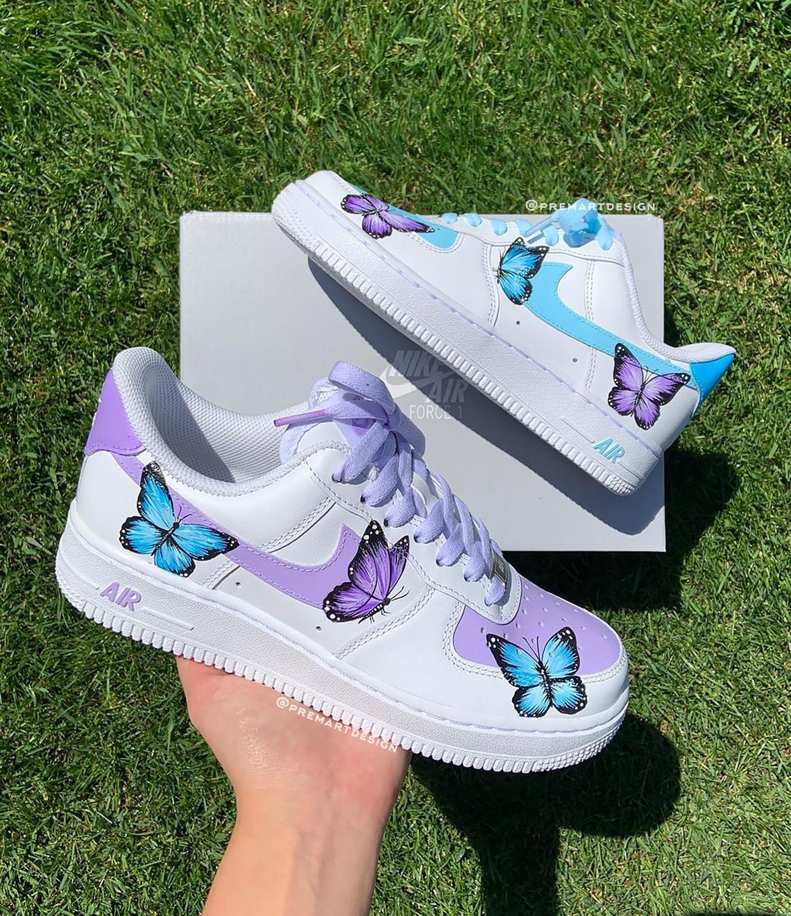 Blue Purple Butterfly Custom Air Force 1 Hand Painted Custom - Etsy