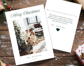 Traditional Christmas Photo Card Template: Editable Canva Design (Digital)
