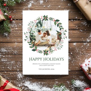 Modèle de carte photo de vacances verdure : carte de Noël en toile modifiable (téléchargement numérique)