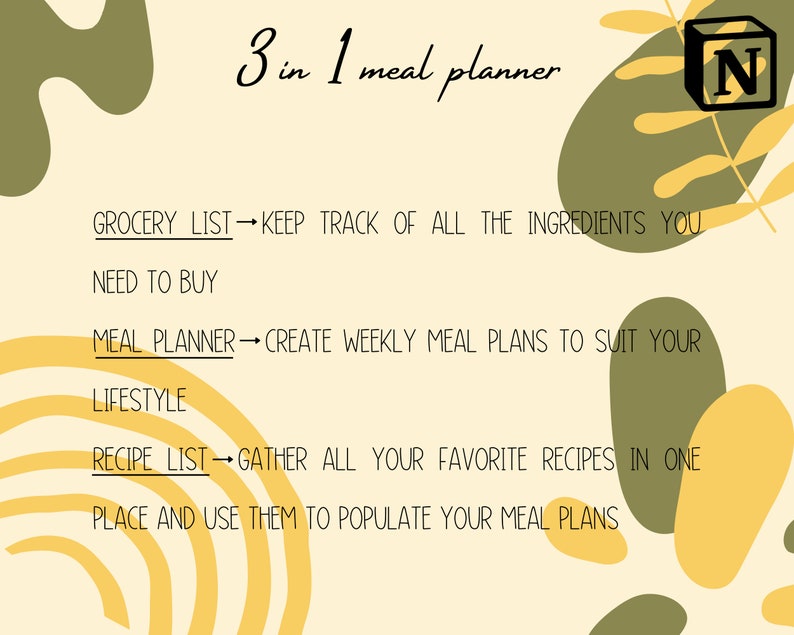 Notion Template Meal Planner Shopping List for Notion Etsy Australia