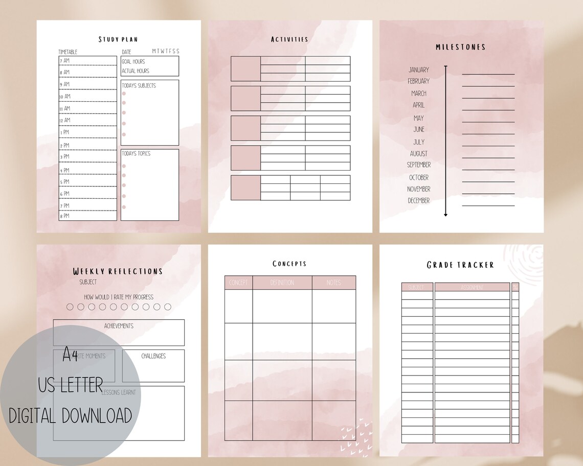 University Planner Printable Student Planner Printable - Etsy