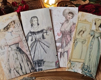 Jane Austen envelopes, 4 designs, Junk journal ephemera, Vintage Style, Digital download, Scrapbooking supplies, Regency printables