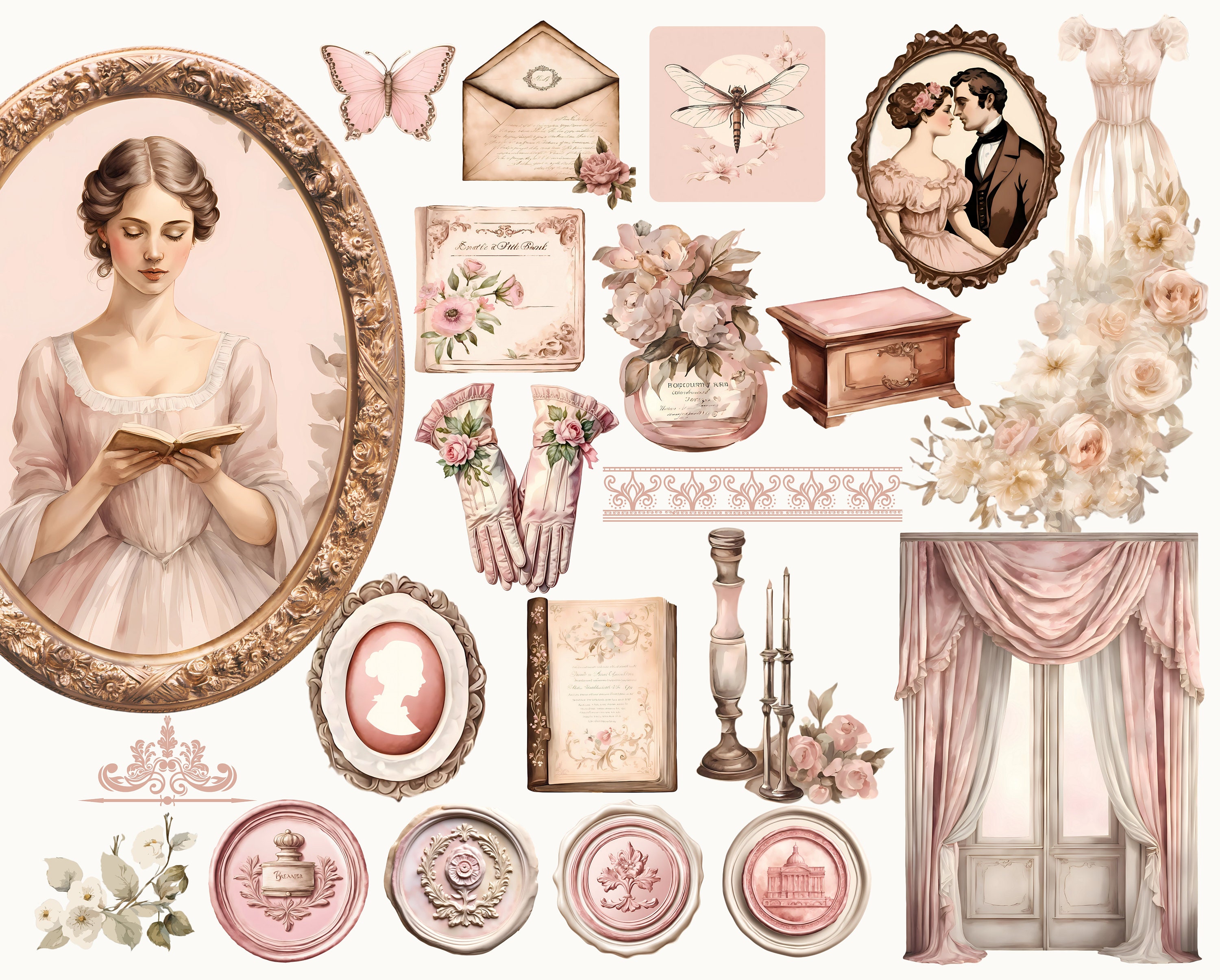 Victorian Clipart Bundle, Digital Print, Regency-era Clipart ...