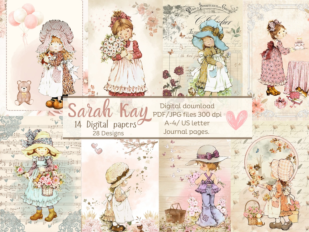 Sarah Digital Papers. Cottage Girls. Digital Scrapbooking