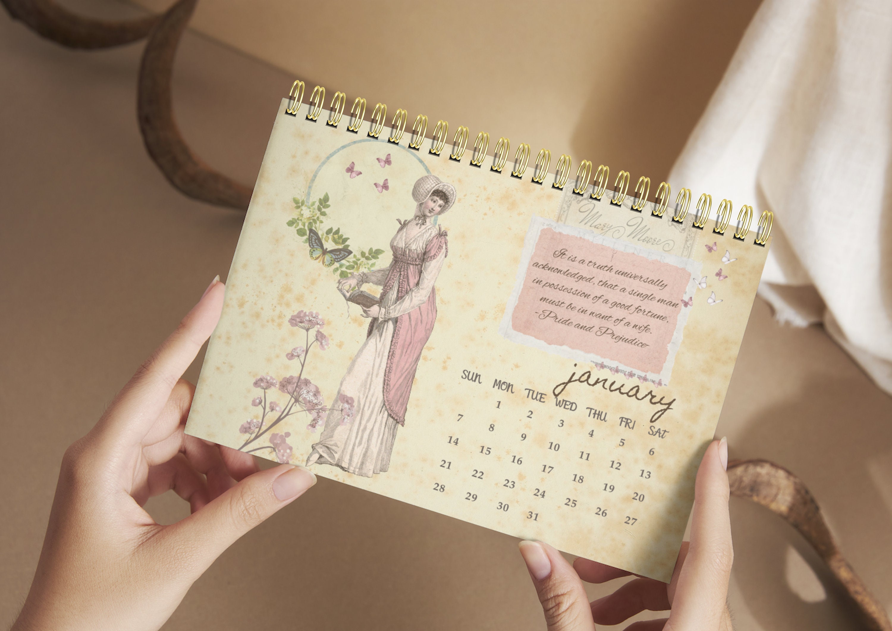 Jane Austen Calendar 2024. ENGLISH / ESPAÑOL. Printable. Digital