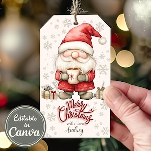 Étiquette de Noël du Père Noël | Étiquette cadeau de Noël | Étiquettes cadeaux de Noël modifiables| Étiquette de faveur de fête | Étiquettes de vacances | Modèle imprimable Canva| Numérique
