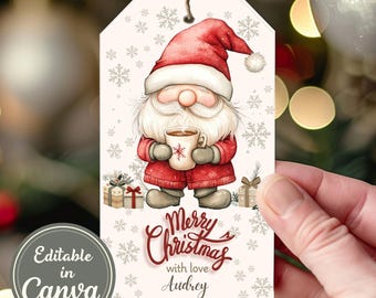 Julklappsetikett för jultomten | Julklappsetikett | Redigerbara julklappsetiketter | Festgåvoetikett | Högtidsetiketter | Utskrivbar mall Canva | Digital