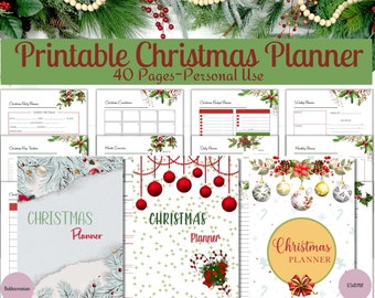 Christmas Planner Printable, Holiday Planner Kit, Xmas Gift Planner, Party Organizer Binder, Budget Journal, 40 Pages, To-Do List,