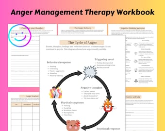 Anger Management Workbook, Coping Skills, Printable Anger Workbook, Anger Therapy, Anger Coping Skills, Mental Health, Instant Download