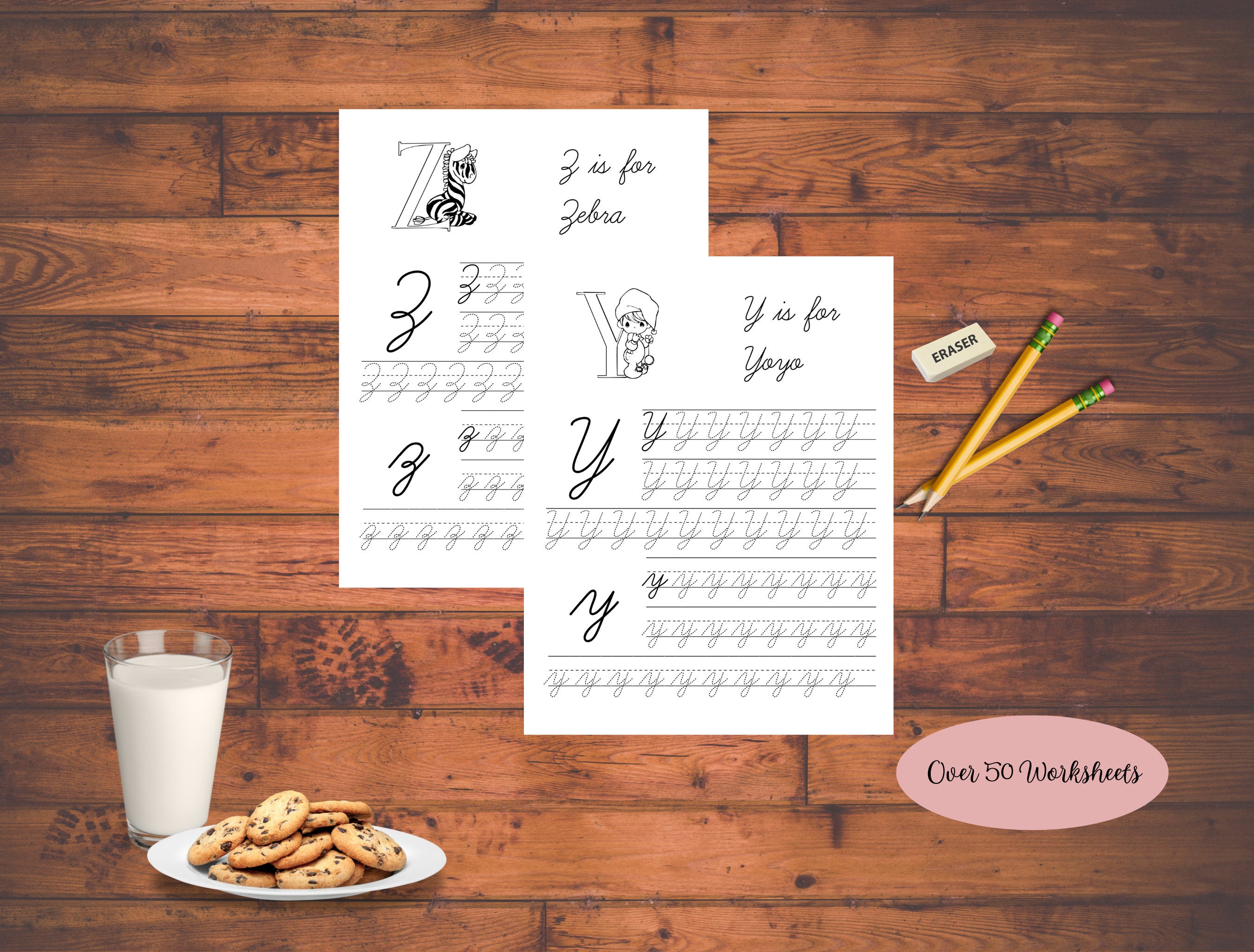 Cursive Alphabet Tracing Worksheets, Instant Download, Letter Tracing ...