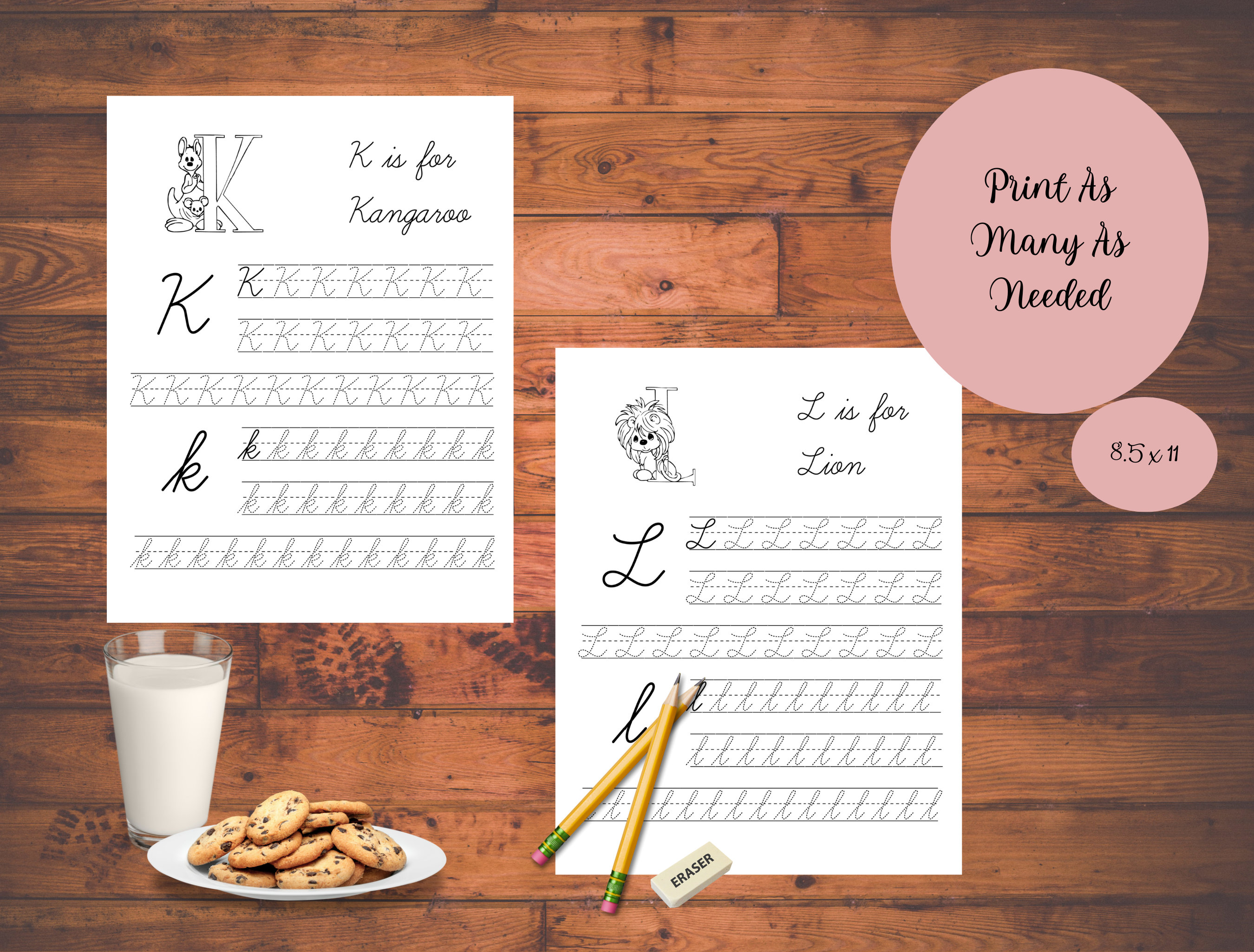 Cursive Alphabet Tracing Worksheets, Instant Download, Letter Tracing