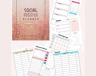 Social Media Planner Printable, Digital Download, Printable Planner, Content Planner