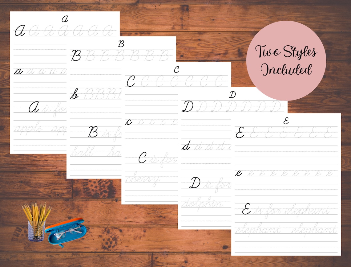 Cursive Alphabet Tracing Worksheets, Instant Download, Letter Tracing