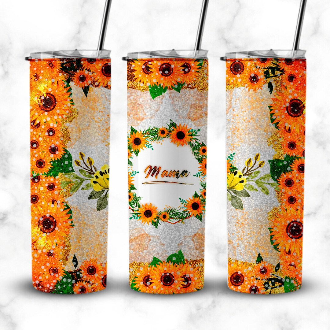 Mama Tumbler Mom Life Tumbler Gold Sunflowers Summer Floral Etsy