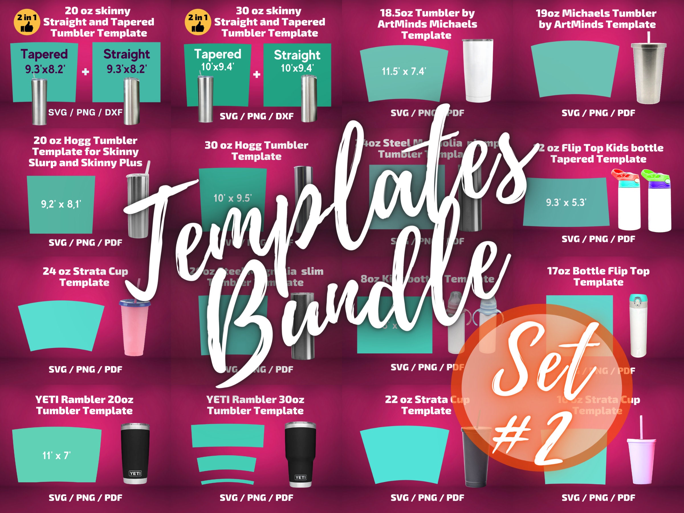 Tumbler Template Bundle 2 sublimation templates Tumbler full Etsy México