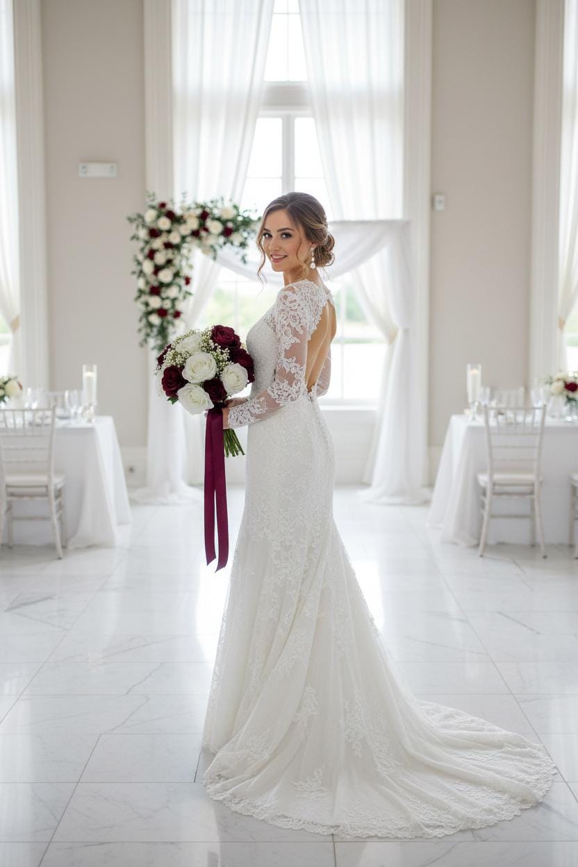 Red and Ivory Rose Bouquet Set