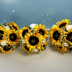 Artificial Sunflower And Gyp Baby’s Breath Bridal Bouquet