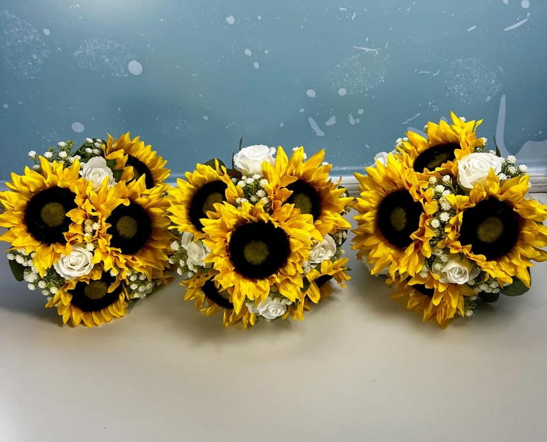 Artificial Sunflower And Gyp Baby’s Breath Bridal Bouquet