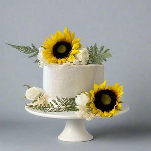 Flores de Girassol para Bolo - Flores Artificiais de Seda para Casamento, Aniversário e Festa de Casamento | Claire De Fleurs