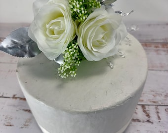 Taartbloemen ivoor, roos en zilver - bruiloft, verjaardag, doop | Claire De Fleurs