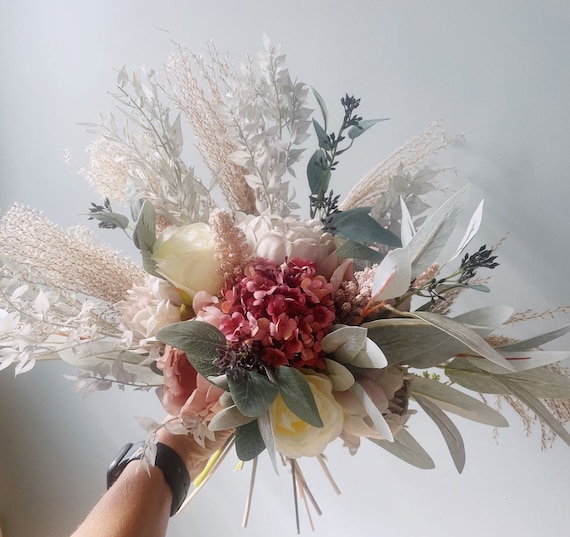 Summer Bouquet, Dried Florals, Wedding Flowers, Pink and Yellow, Throw –  Grey Peony Boutique