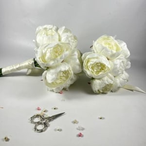 Bouquet de mariée pivoine blanc/ivoire - Fleurs en soie artificielle | Claire De Fleurs