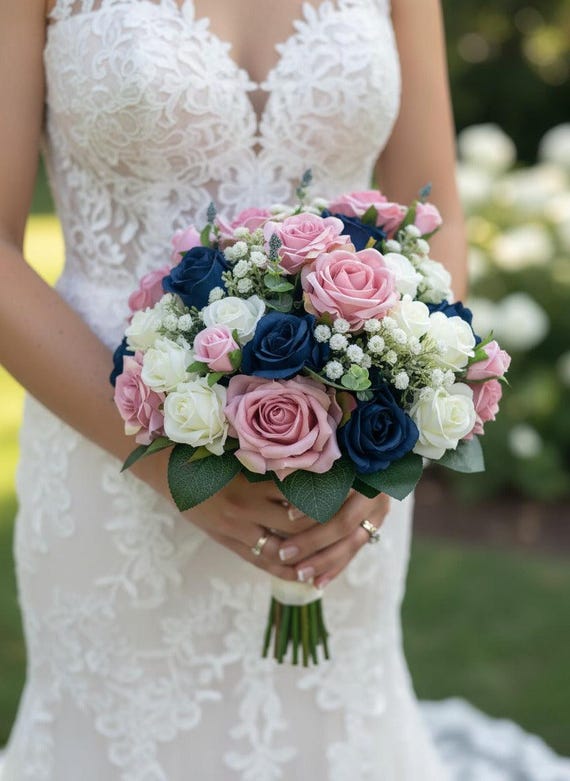 Rose Gold Wedding Wedding Bouquets With Navy Dresses 30 Blush, Navy And Gold  Wedding Color Palette