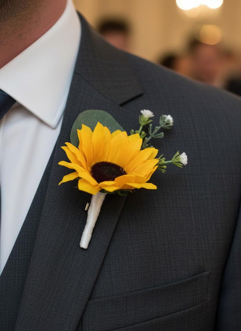 Artificial Sunflower And Gyp Baby’s Breath Bridal Bouquet