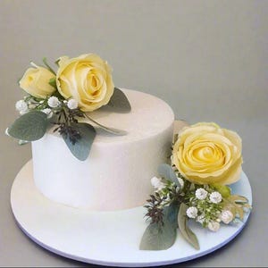 Artificial Yellow/Lemon Flower Cake Topper - Artificial Silk Flowers For Wedding Anniversary Birthday | Claire De Fleurs