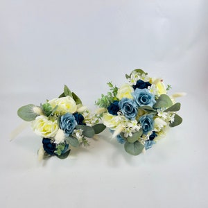 Navy, Blue And Ivory Wedding Flowers Wedding Bouquet - Faux Silk Flowers Wedding Flowers | Claire De Fleurs