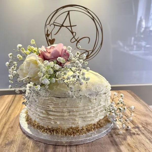 Décoration pour gâteau fleurs lilas et rose blush - Fleurs en soie artificielles pour un anniversaire de mariage | Claire De Fleurs