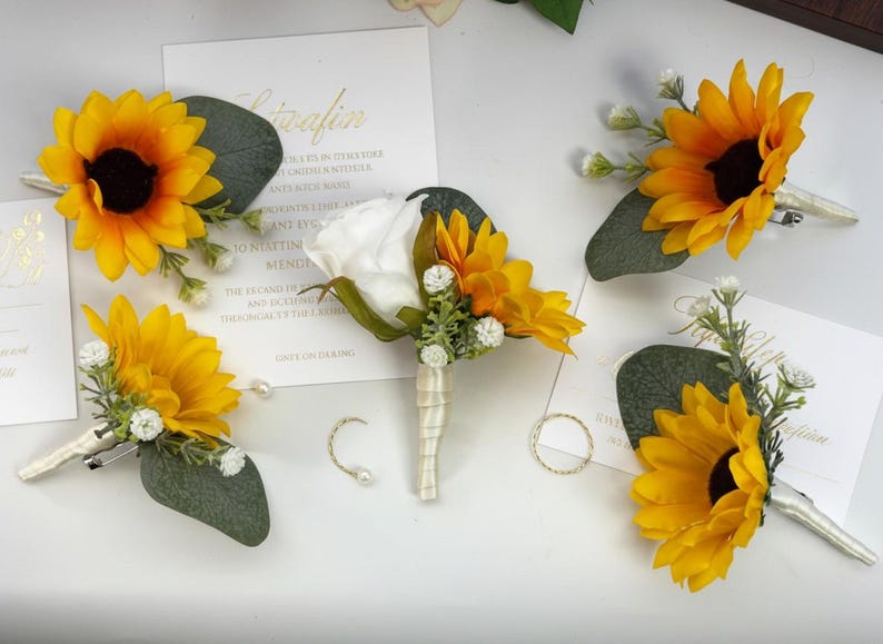 Artificial Sunflower And Gyp Baby’s Breath Bridal Bouquet