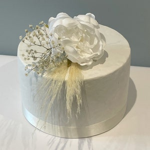 White Peony Flower Cake Flowers - Artificial Silk Flowers For Wedding Anniversary Birthday | Claire De Fleurs