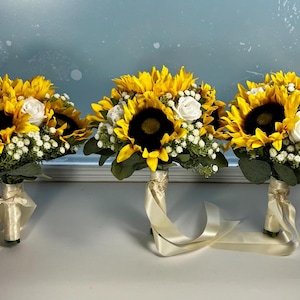 Artificial Sunflower And Gyp Baby’s Breath Bridal Bouquet