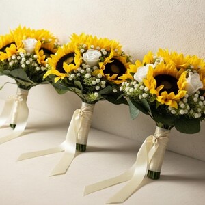 Artificial Sunflower And Gyp Baby’s Breath Bridal Bouquet