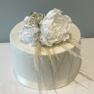 White Peony Flower Cake Flowers - Artificial Silk Flowers For Wedding Anniversary Birthday | Claire De Fleurs