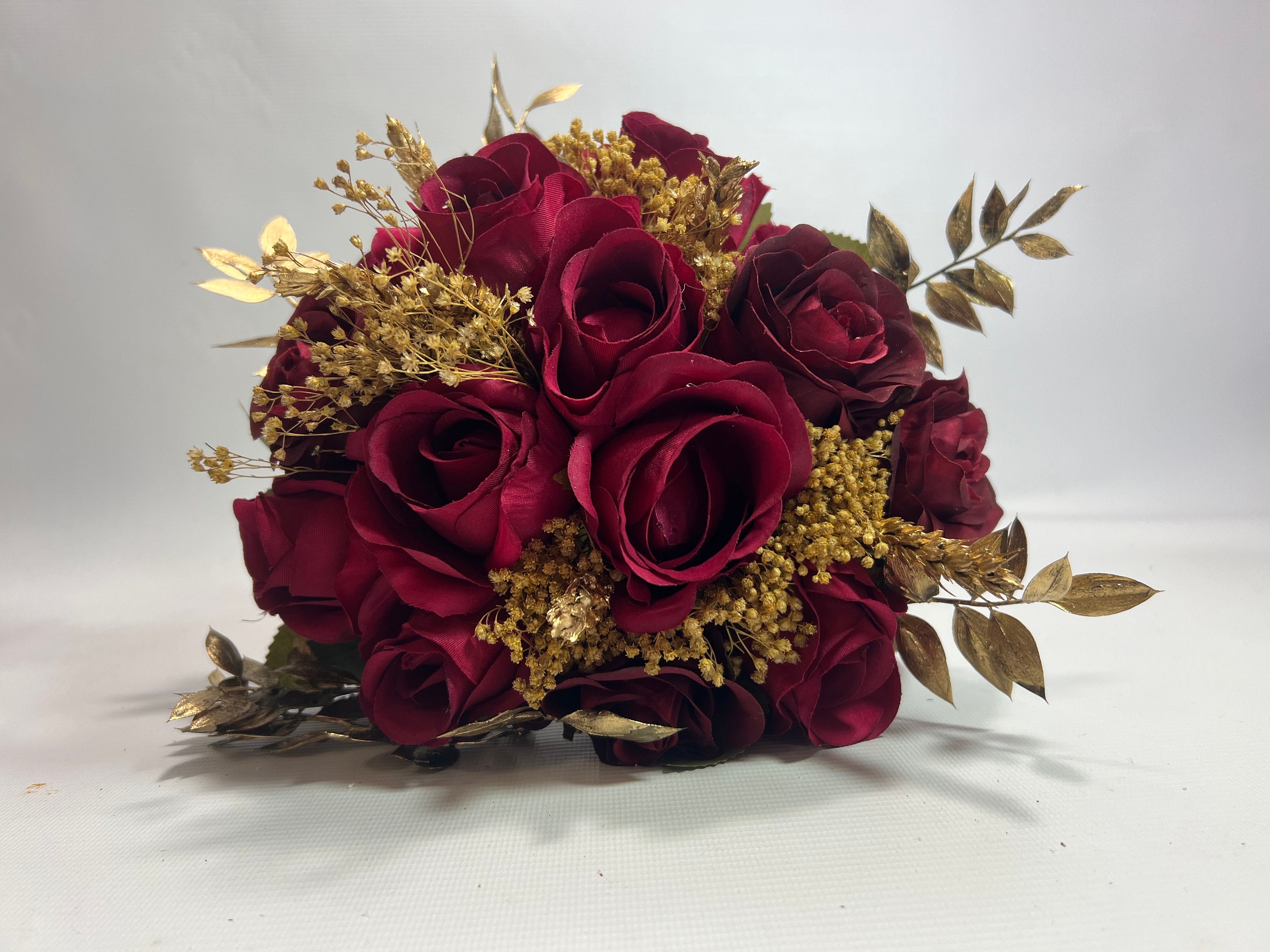 Red and Gold Wedding Bouquet: Artificial Silk Flower Bridal Bouquet - Etsy, image size:3000x2250