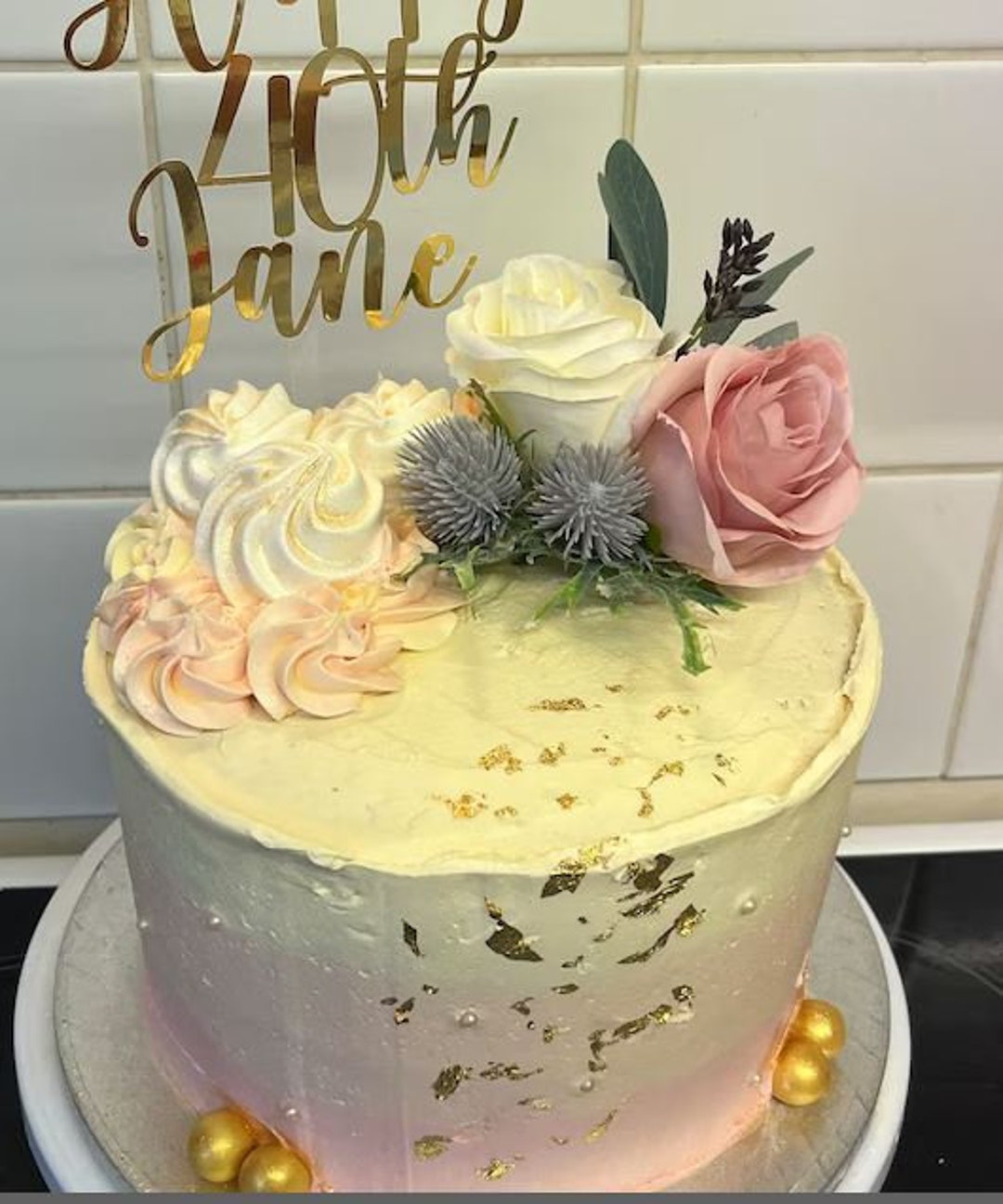 Dusky Pink Cake Flower Toppers Artificial Silk Flowers for Wedding