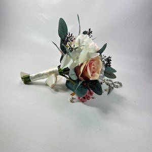 Pink & White Bouquet - Artificial Silk Flowers For Wedding Anniversary Birthday | Claire De Fleurs