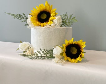 Sunflowers Cake Flowers - Artificial Silk Flowers For Wedding Anniversary Birthday | Claire De Fleurs