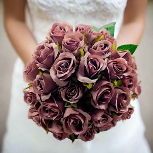Dusty Pink Rose Silk Bouquet - Wedding Anniversary Birthday Flowers