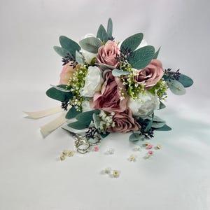 Relaxed Style Ivory And Green  Wedding Flowers Blush Pink & White Artificial Wedding Bouquet - Faux Silk Flowers  | Claire De Fleurs