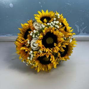 Artificial Sunflower And Gyp Baby’s Breath Bridal Bouquet