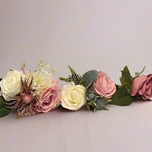 Handmade Dusky Pink Silk Flower Cake Toppers: Wedding Anniversary Decor