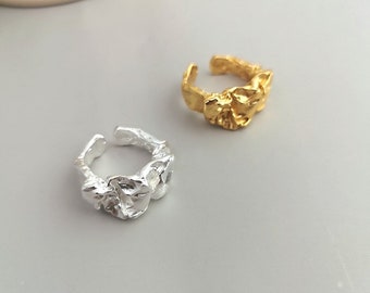 Gold-plated Jewelry Irregular Bumpy Tin Foil Pattern Adjustable Opening Rings Gold-plated Jewelry Irregular Bumpy Tin Foil Pattern Adjustable Opening Rings