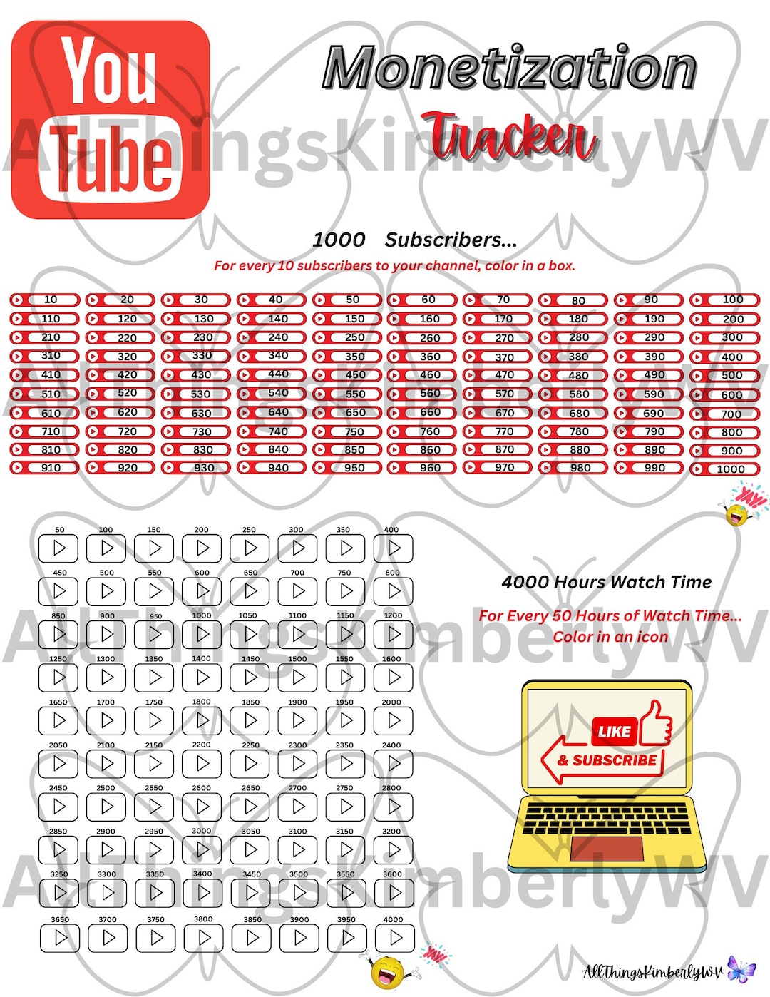 Monetization Tracker 1K, Track Your First 1000 Subscribers