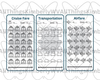 A6- CRUISE SAVINGS TRACKERS - Zipper Insert Size - 14 challenges, 2 dashboards, and 3 trackers. Pdf digital.
