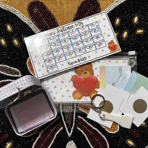Mini Travel Suitcase Tin-1st. Set-Savings Challenge -Cash Envelope