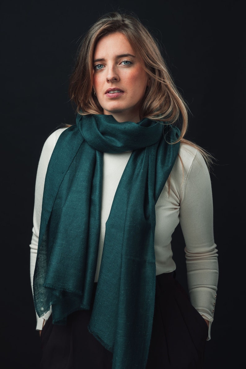 Pashmina: World's warmest, finest and lightest scarf. Handmade in Ladakh, India. Pashmina is a finer and warmer variant of spun Cashmere. image 1